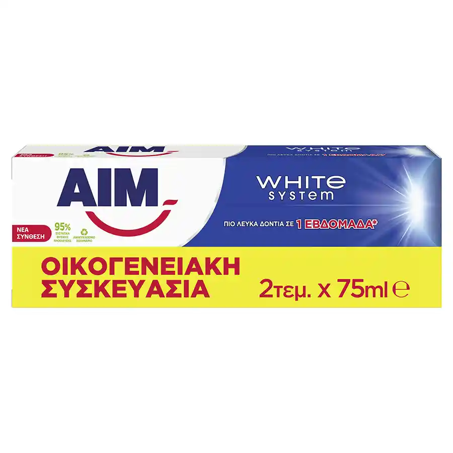 Aim White System Οδοντόκρεμα 2x75ml.