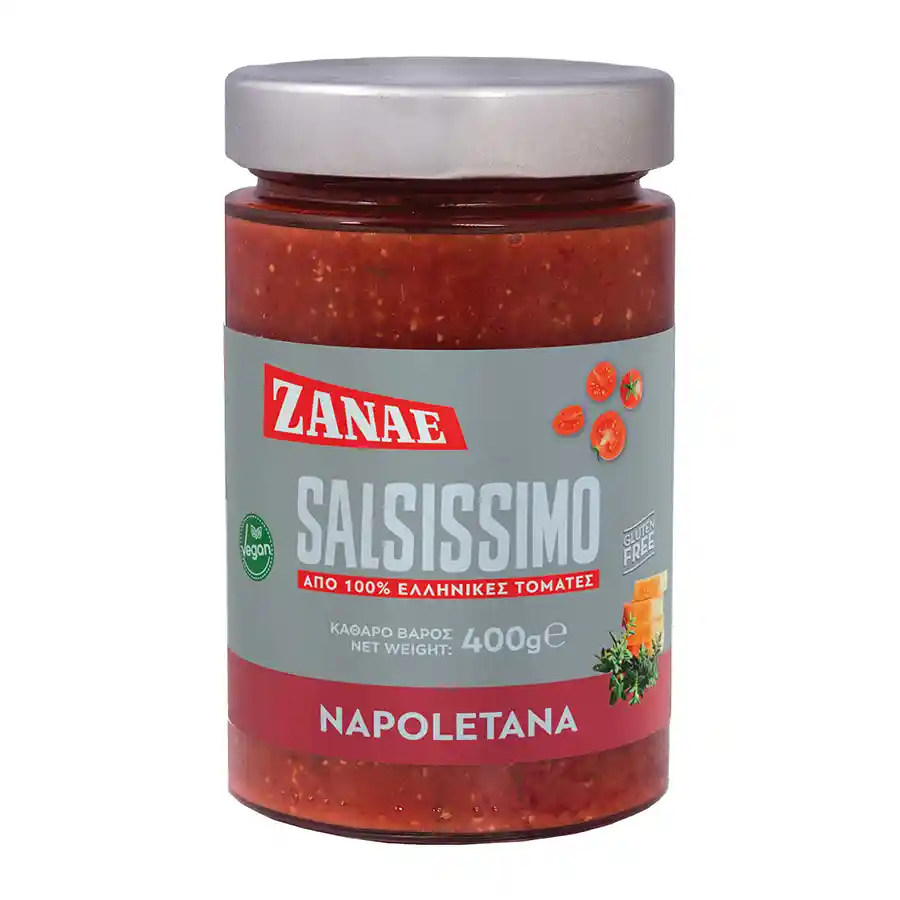Zanae Salsissimo Σάλτσα Ντομάτας Για Ζυμαρικά Napoletana Χωρίς Γλουτένη 400γρ.