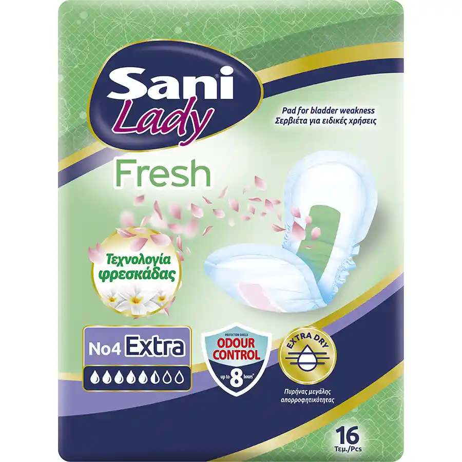 Sani Lady Fresh Σερβιέτες Ακράτειας Extra No4 16τεμ.