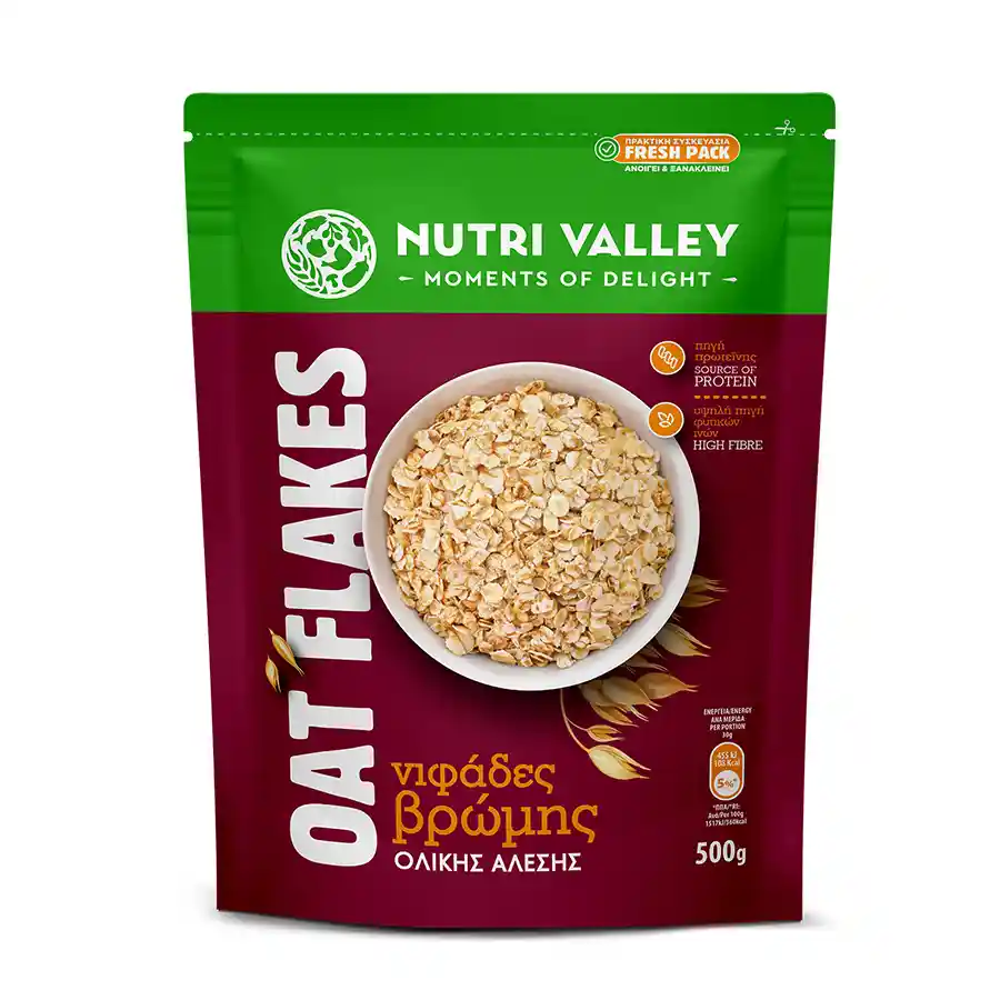 Nutri Valley Νιφάδες Βρώμης Ολικής Άλεσης 500γρ