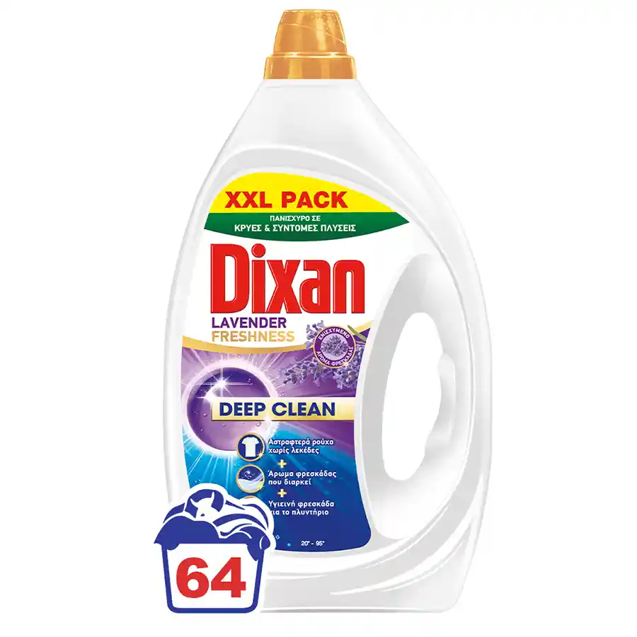 Dixan Υγρό Απορρυπαντικό Πλυντηρίου Ρούχων Lavender Freshness 64mez. 2,88lt.