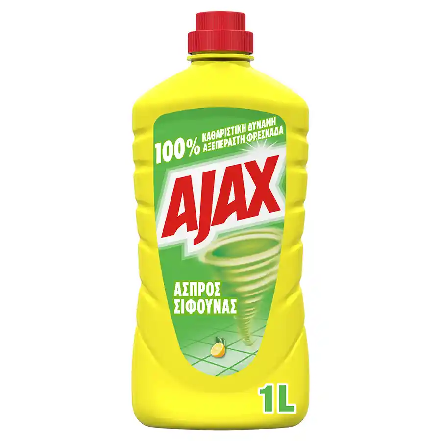 Ajax Υγρό Καθαριστικό Πατώματος Άσπρος Σίφουνας Λεμόνι 1lt.