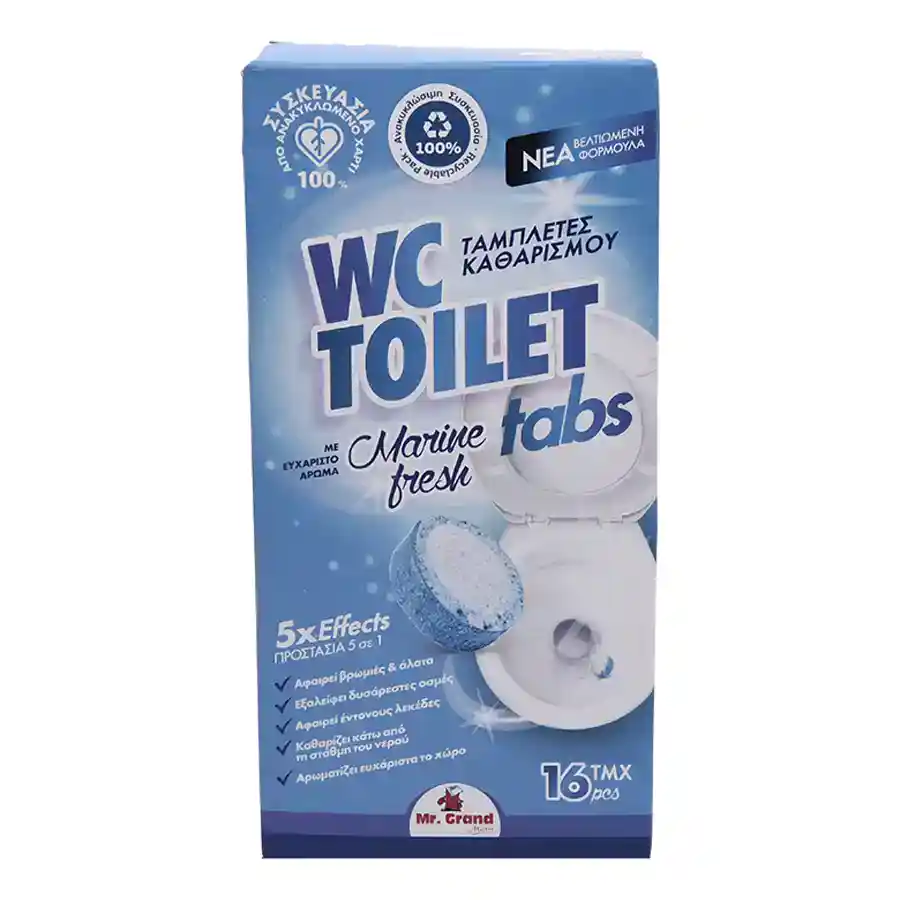 MrGrand Ταμπλέτες Καθαρισμού WC 5σε1 Marine Fresh 16τεμ.
