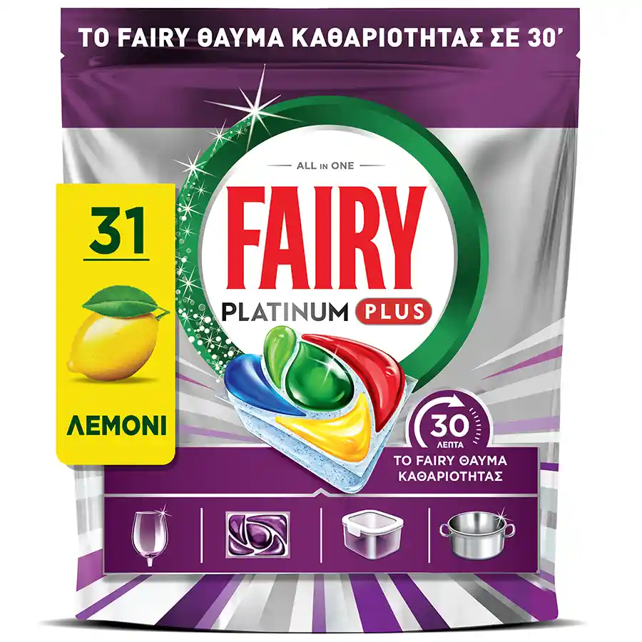 Fairy Platinum Plus Κάψουλες Πλυντηρίου Πιάτων Miracle 31τεμ.