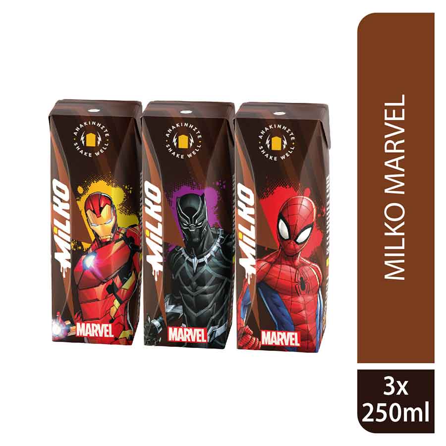 Milko Γάλα Κακάο 3x250ml.(Διάφορα Σχέδια)