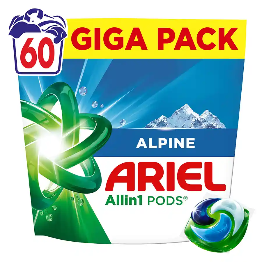Ariel All In 1 Pods Απορρυπαντικό Πλυντηρίου Ρούχων Alpine 60τεμ.