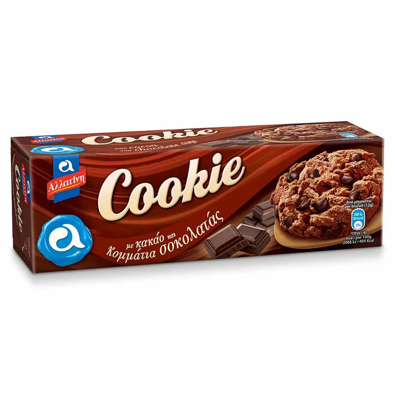 Αλλατίνη Cookie Μπισκότα Κακάο & Κομμάτια Σοκολάτας 175γρ.