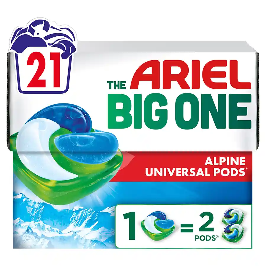 Ariel Big One Pods Απορρυπαντικό Πλυντηρίου Ρούχων Alpine 21τεμ.