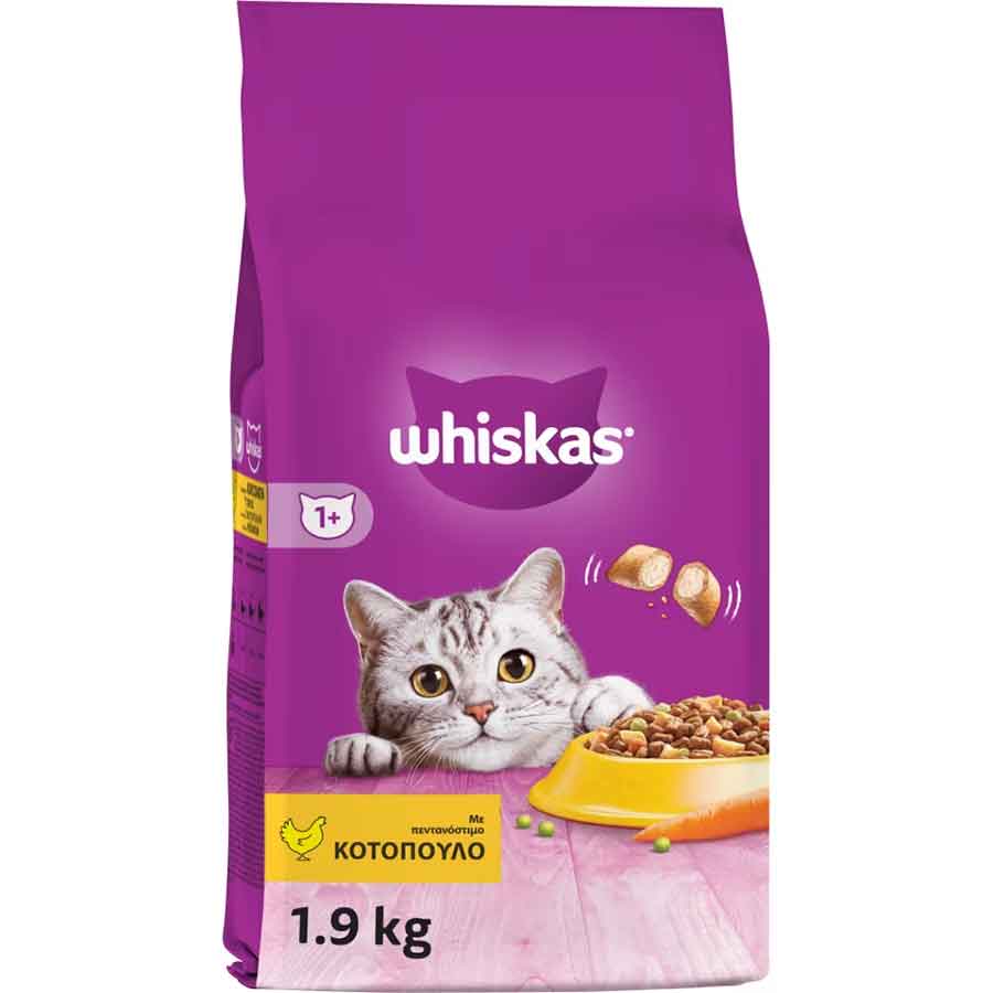 Whiskas Ξηρά Γατοτροφή Κοτόπουλο 1,9kg.