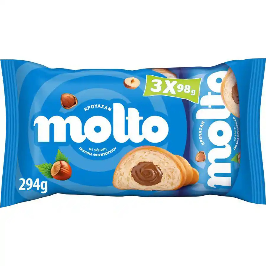 Molto Κρουασάν Με Πραλίνα Φουντουκιού 3x98γρ.