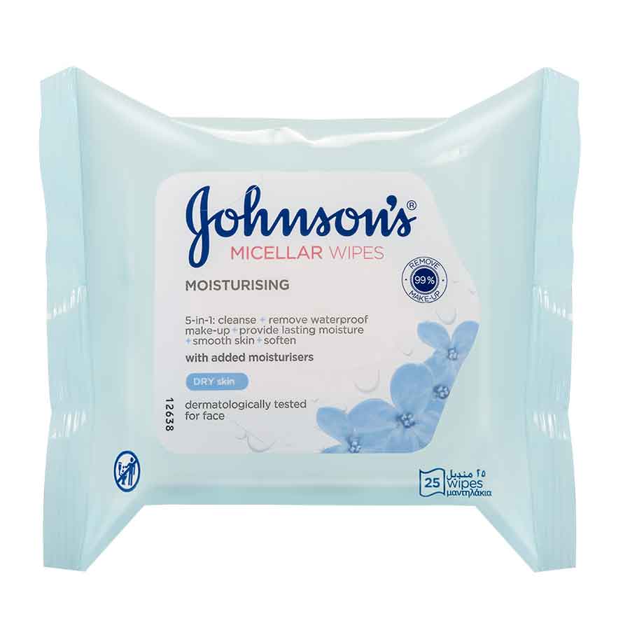 Johnson's Moisturising Μαντηλάκια Καθαρισμού Προσώπου 25τεμ.