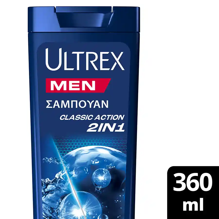 Ultrex Men Σαμπουάν Classic Action 2σε1 Για Όλους Τους Τύπους Μαλλιών 360ml.