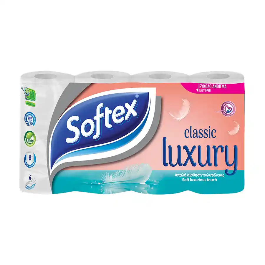 Softex Luxury Classic Χαρτί Υγείας 4Φύλλων 8τεμ. 720γρ.