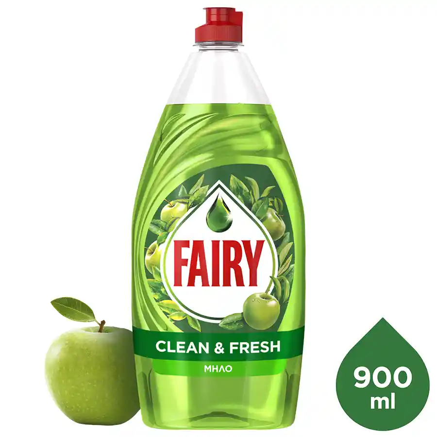 Fairy Clean & Fresh Υγρό Απορρυπαντικό Πιάτων Μήλο 900ml.
