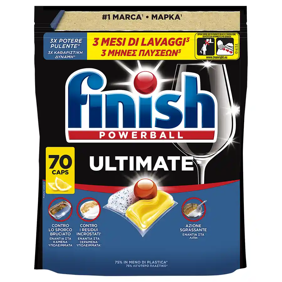 Finish Ultimate All In 1 Ταμπλέτες Πλυντηρίου Πιάτων Λεμόνι 70τεμ.