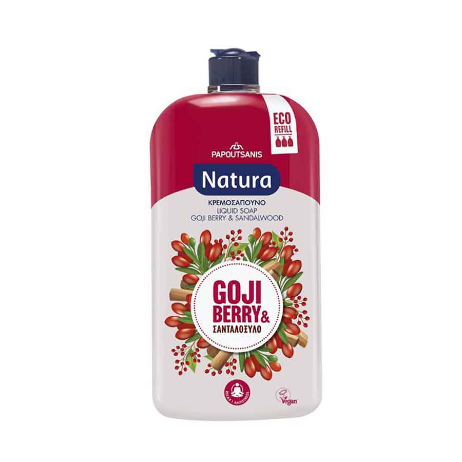 Papoutsanis Natura Κρεμοσάπουνο Σανδαλόξυλο & Gojiberry Ανταλλακτικό 900ml.