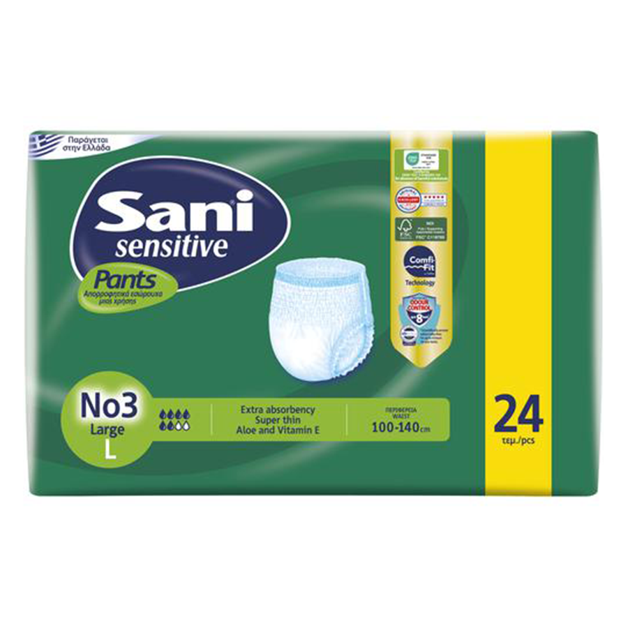 Sani Sensitive Εσώρουχα Ακράτειας Large No3 Value Pack 24τεμ.