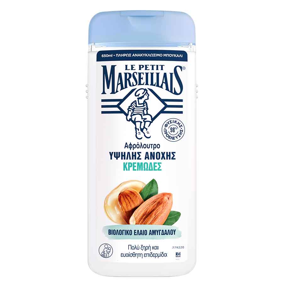 Le Petit Marseillais Αφρόλουτρο Sensitive Βιολογικό Έλαιο Αμυγδάλου 650ml.