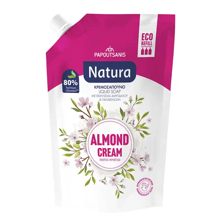 Papoutsanis Natura Κρεμοσάπουνο Almond Cream Ανταλλακτικό 750ml.
