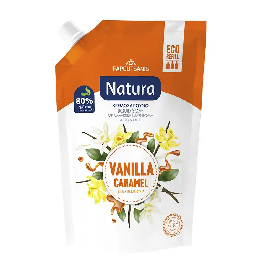 Papoutsanis Natura Κρεμοσάπουνο Vanilla Caramel Ανταλλακτικό 750ml.