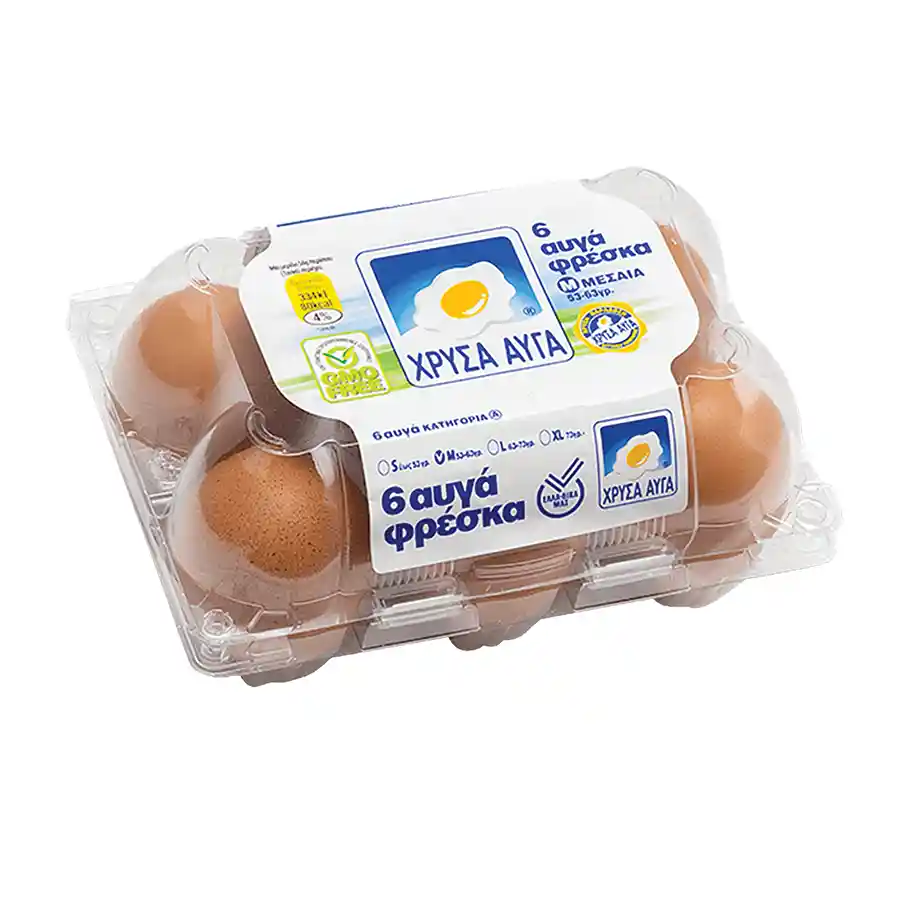Χρυσά Αυγά Φρέσκα Μεσαία 6x53-63γρ.