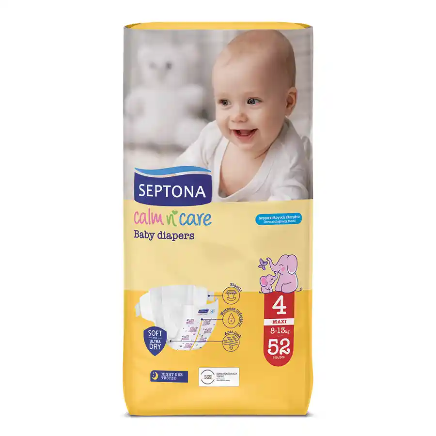 Septona Calm N' Care Βρεφικές Πάνες Maxi No4 (8-13kg.) 52τεμ.