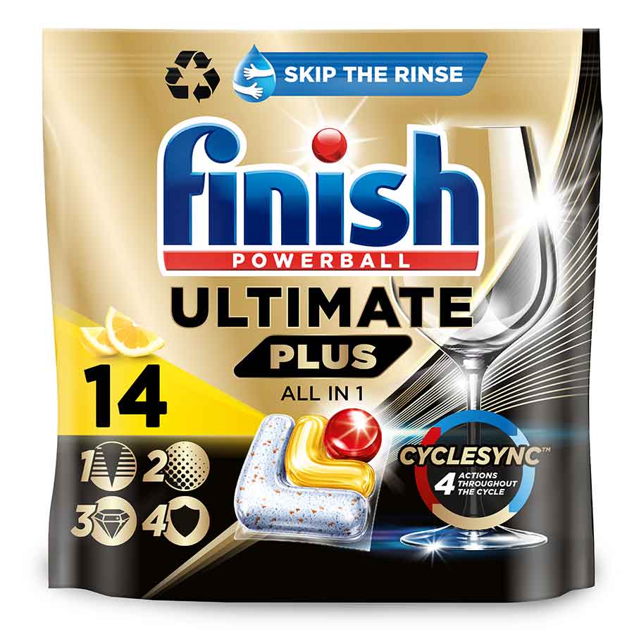 Finish Ultimate Plus All In 1 Ταμπλέτες Πλυντηρίου Πιάτων Λεμόνι 14τεμ.