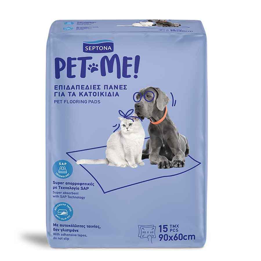 Septona Pet Me Πάνες Επιδαπέδιες Για Κατοικίδια 90x60cm. 15τεμ.