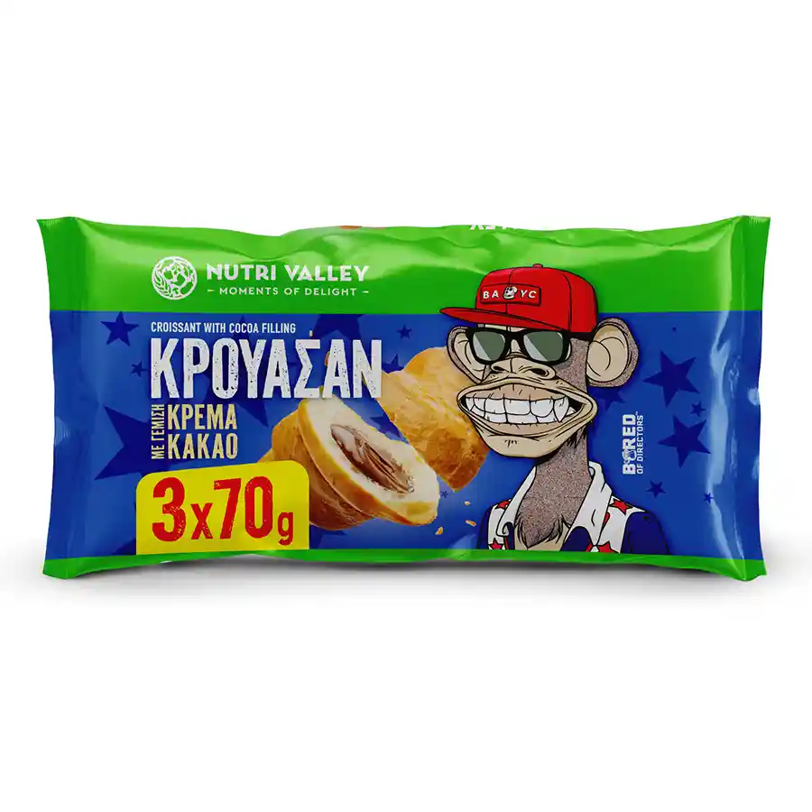 Nutri Valley Κρουασάν Βod Κρέμα Κακάο 3x70γρ.
