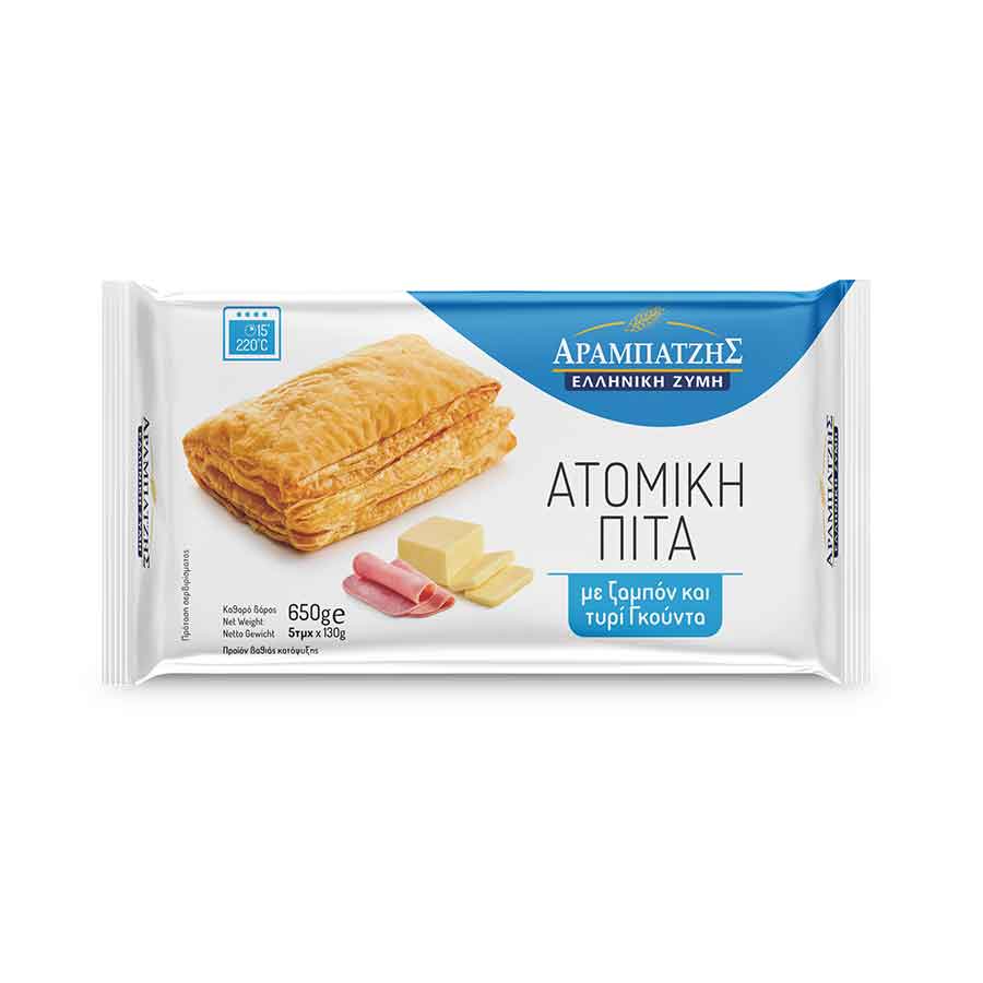 Αραμπατζής Ελληνική Ζύμη Πίτα Με Ζαμπόν & Τυρί Ατομική 650γρ.