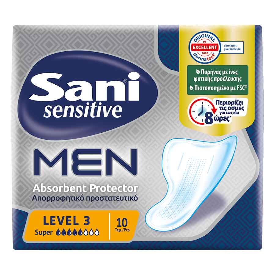 Sani Men Sensitive Επιθέματα Ακράτειας Level 3 Super 10τεμ.