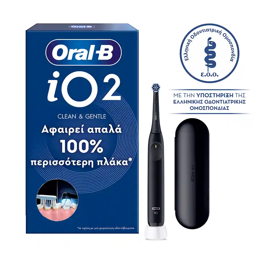 Oral-B iO Series 2 Black Ηλεκτρική Οδοντόβουρτσα Επαναφορτιζόμενη +Θήκη Ταξιδίου