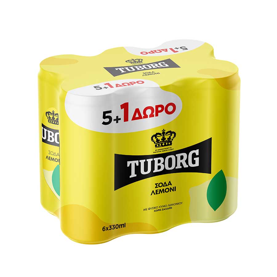 Tuborg Σόδα Λεμόνι Χωρίς Ζάχαρη 330ml. 5+1Δώρο