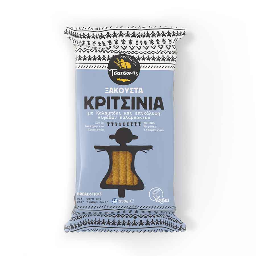 Τσατσάκης Ξακουστά Κριτσίνια Με Καλαμπόκι Vegan 250γρ.