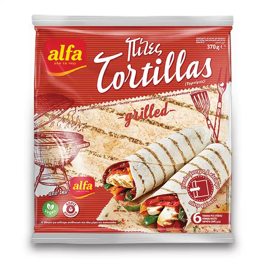 Alfa Τορτίγιες Grilled Σίτου 6τεμ. 370γρ.