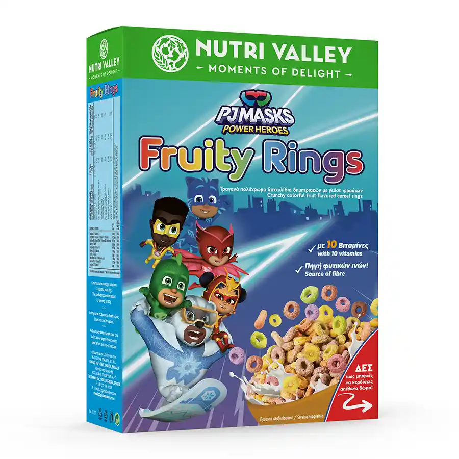 Nutri Valley Pj Masks Δημητριακά Fruity Rings 375γρ.