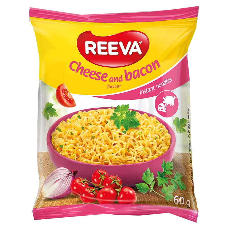 Reeva Instant Noodles Με Τυρί & Μπέικον 60γρ.