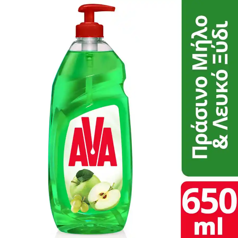 Ava Action Υγρό Απορρυπαντικό Πιάτων Λευκό Ξύδι & Πράσινο Μήλο 650ml.