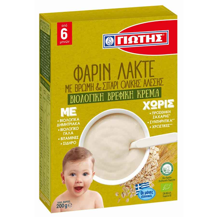 Γιώτης Βρεφική Κρέμα Βιολογική Φαρίν Λακτέ Με Βρώμη 200γρ.