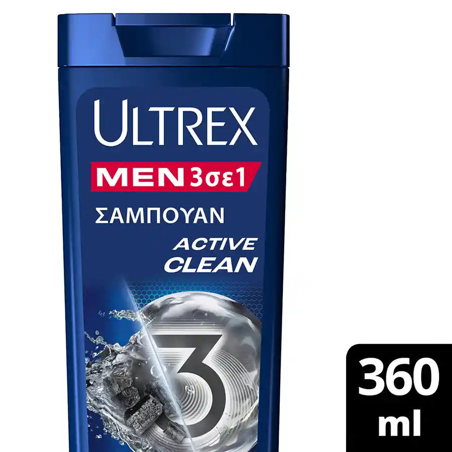 Ultrex Men Σαμπουάν Active Clean 3σε1 360ml.