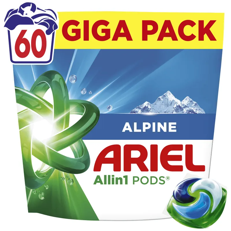 Ariel All in 1 Απορρυπαντικό Πλυντηρίου Ρούχων Κάψουλες Alpine 60 Μεζ.