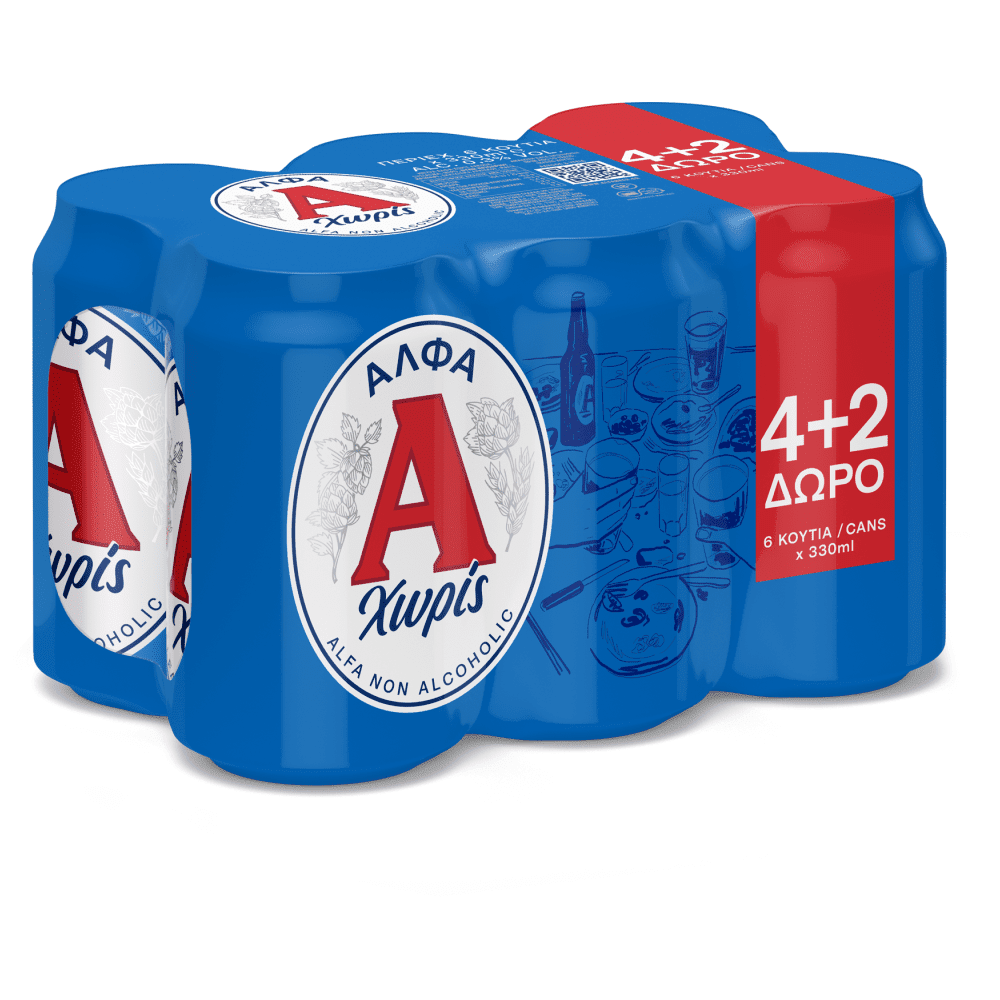 Άλφα Μπίρα Χωρίς Αλκοόλ Κουτί 330ml 4+2 Δώρο