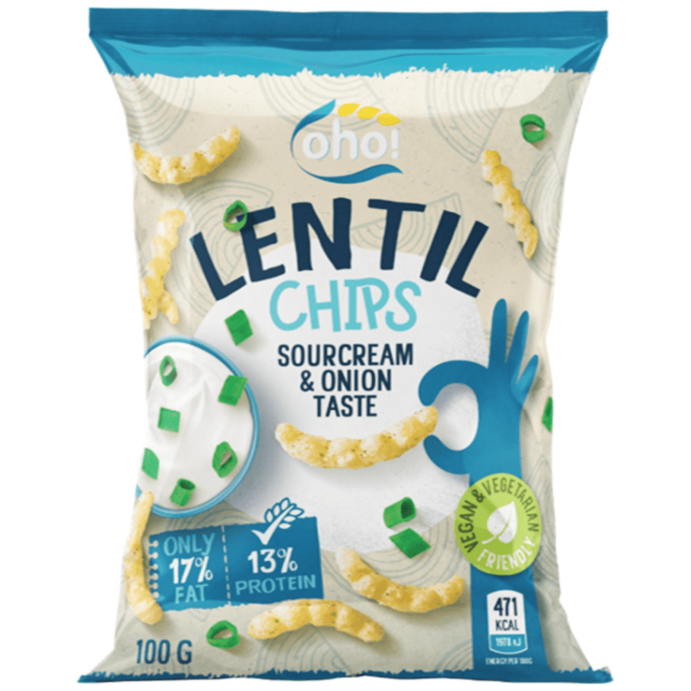 Oho Chips Από Φακή Γεύση Sour Cream & Κρεμμύδι 100gr