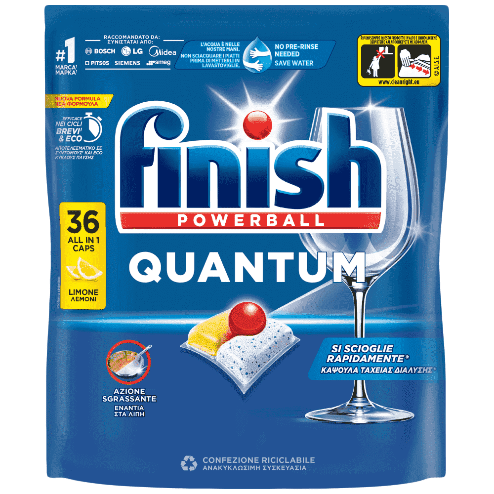 Finish Quantum All in 1 Caps Πλυντηρίου Πιάτων Λεμόνι 36εμ