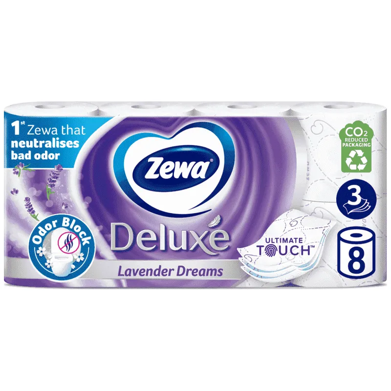 Zewa Deluxe Χαρτί Υγείας Λεβάντα 3φύλλων 8άρι 0,704kg