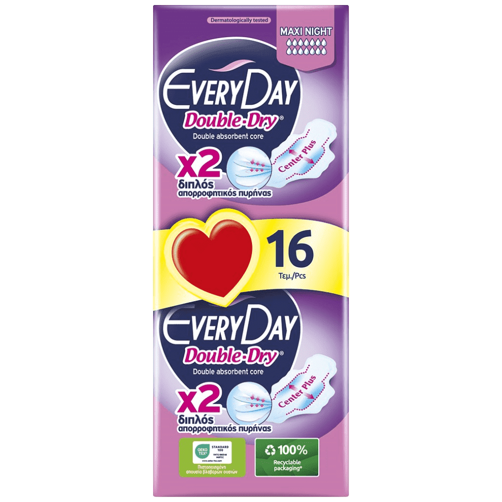 Everyday Σερβιέτες Double Dry Maxi Night 16τεμ