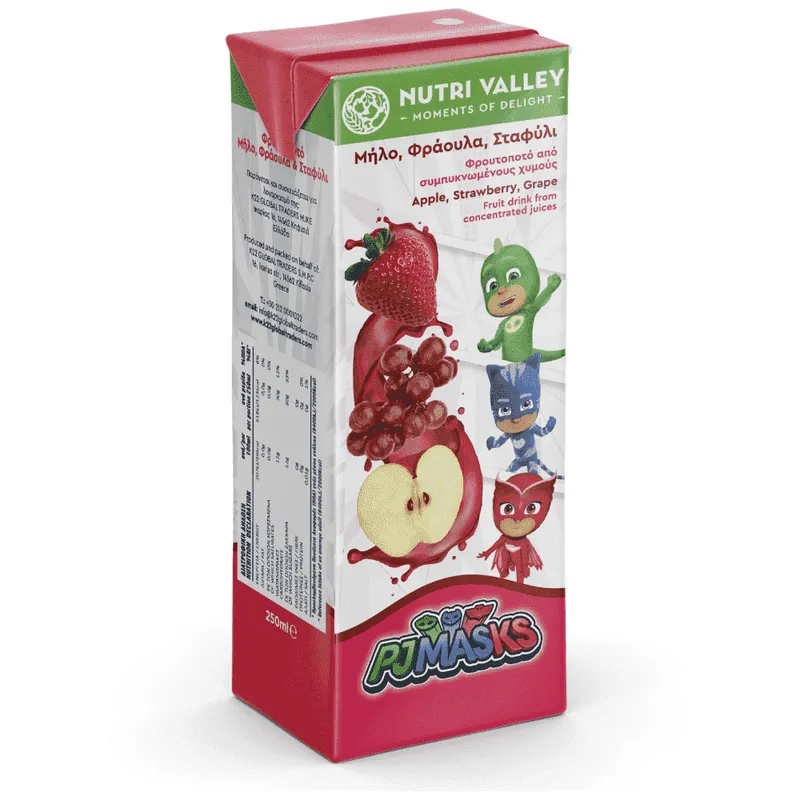 Nutri Valley PJ Masks 3 Φρούτα Μήλο Φράουλα Σταφίλι 250ml