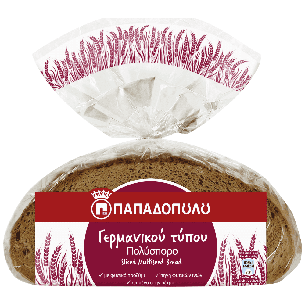 Παπαδοπούλου Ψωμί Γερμανικού Τύπου Πολύσπορο 500gr