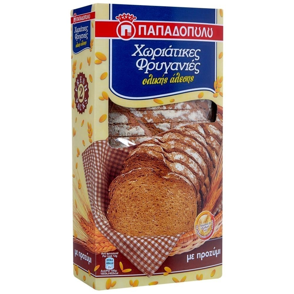Παπαδοπούλου Φρυγανιές Χωριάτικες Ολικής Αλέσεως 240gr