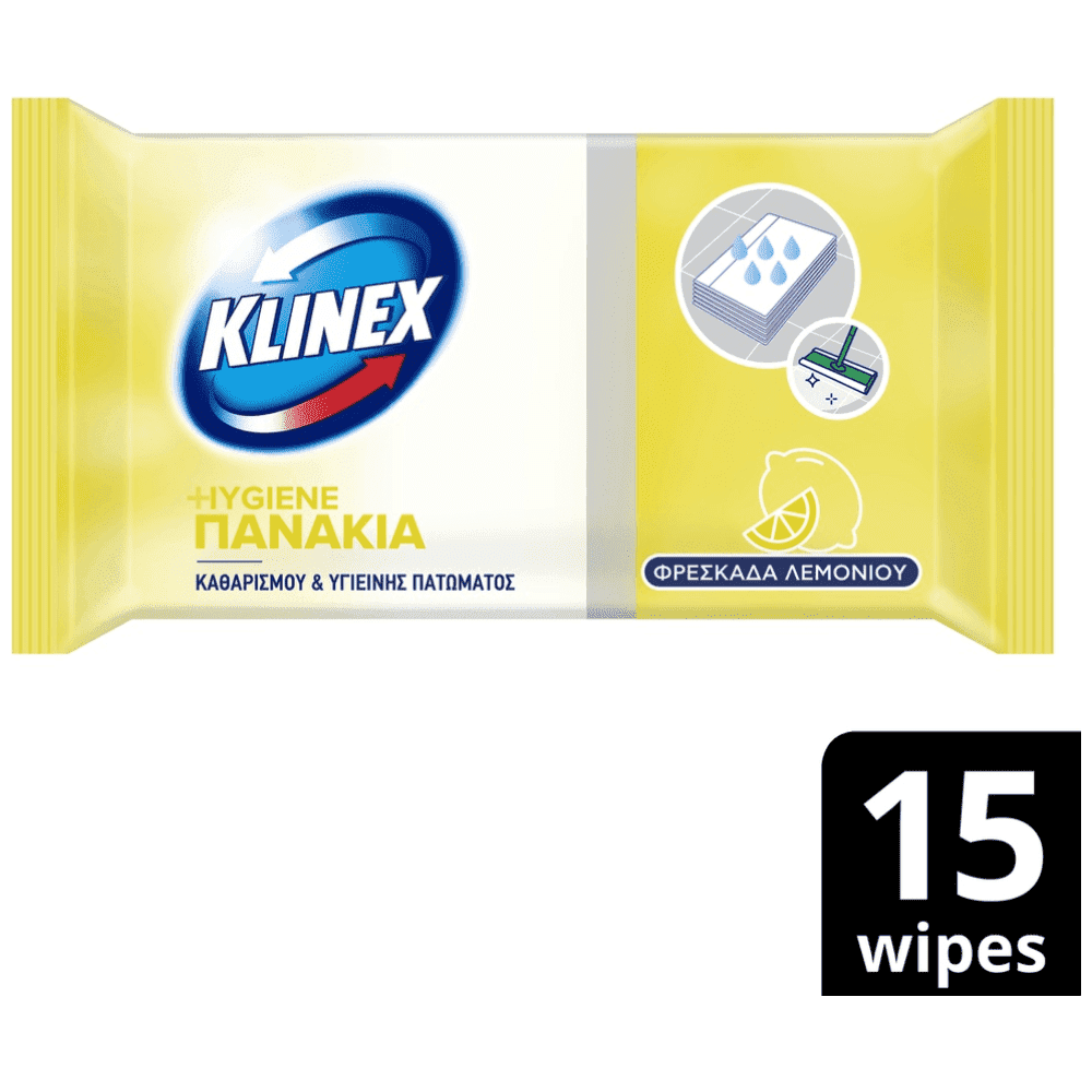 Klinex Υγρά Πανάκια Πατώματος Λεμόνι 15τεμ